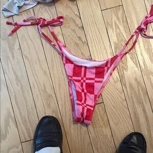 Red and Pink Plaid Bikini Bottom